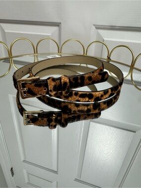 Ann Taylor Loft Leopard Print Calf hair Women's Belt - Brown Black Sz XL